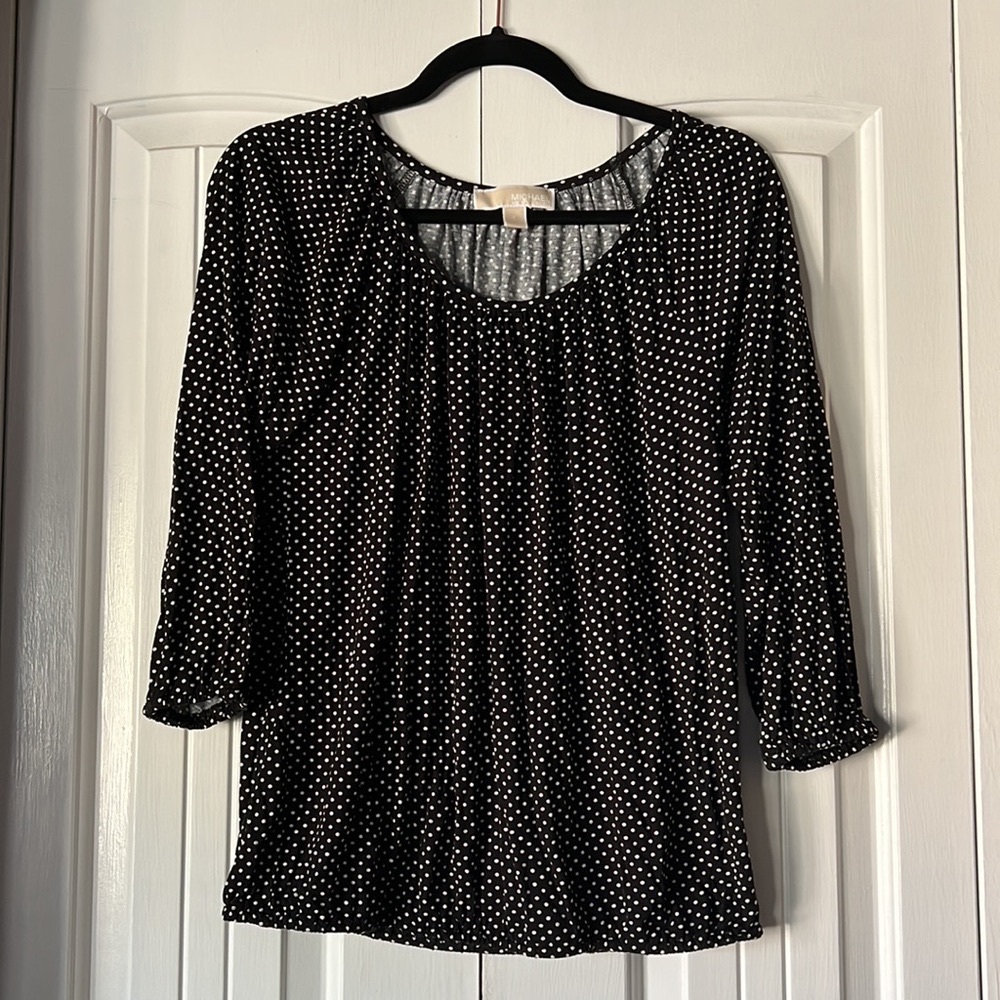 Women’s Michael Kors Long Sleeve Stretchy Polka Dot Long Sleeve Blouse Size S